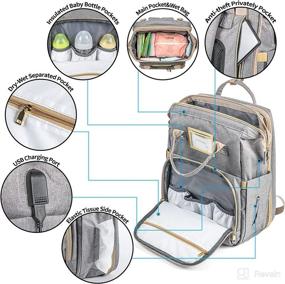 img 3 attached to 🎒 Large Baby Diaper Bag Backpack with Changing Station, Sunshade Bassinet, USB Charging Port - Waterproof, Unisex Travel Diaper Bag for Moms, Dads, Boys, Girls (Grey)