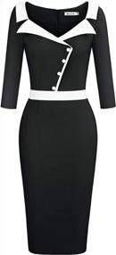 img 4 attached to MUXXN Women'S Retro Office Dress - 3/4 Sleeves Pinup Formal Pencil Dress