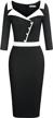 muxxn women's retro office dress - 3/4 sleeves pinup formal pencil dress logo