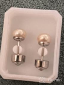img 7 attached to LUXU KissKids 316L Silver Stainless Steel Pearl Stud Earrings for Girls and Teens