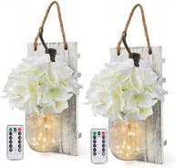 rustic wall sconces with remote control led fairy lights - farmhouse decor set of two for living room home decoration logo