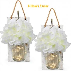 img 3 attached to Rustic Wall Sconces With Remote Control LED Fairy Lights - Farmhouse Decor Set Of Two For Living Room Home Decoration