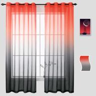 naturoom red & black ombre mermaid curtains for girls kids bedroom living room - set of 2 semi sheer faux linen panels 54 x 63 inch logo