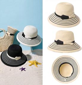 img 2 attached to Jeff & Aimy Sun Hat: Wide Brim, Foldable Panama Fedora, Cloche Style With 50 UV Protection For Summer