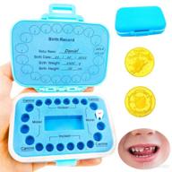 🦷 baby teeth keepsake box - tooth fairy box for tooth storage, lost deciduous tooth collection organizer with 2pcs tooth fairy golden coin - preserve children's memories and childhood (blue) logo