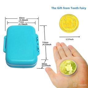 img 3 attached to 🦷 Baby Teeth Keepsake Box - Tooth Fairy Box for Tooth Storage, Lost Deciduous Tooth Collection Organizer with 2Pcs Tooth Fairy Golden Coin - Preserve Children's Memories and Childhood (Blue)