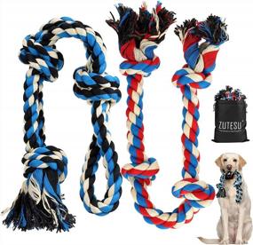 img 4 attached to Unleash Fun And Training With Zutesu Dog Chew Toy 2 Pack: Indestructible Rope Toy For Aggressive Chewers And Teething Puppies