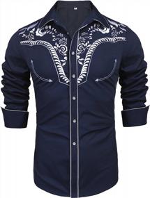 img 4 attached to Daupanzees Sleeve Embroidered Casual Western Men's Clothing