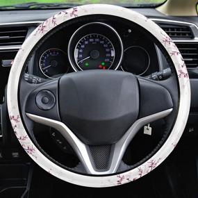 img 3 attached to 🌸 Cloud Dream Home Universal Steering Wheel Cover for Women/Men - Cherry Blossom 15 Inch - Anti-Slip, Washable, Breathable - Car Wheel Protector for SUV/Trucks - Pink White - Car Interior Decorations