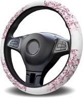 🌸 cloud dream home universal steering wheel cover for women/men - cherry blossom 15 inch - anti-slip, washable, breathable - car wheel protector for suv/trucks - pink white - car interior decorations логотип