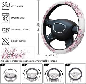 img 1 attached to 🌸 Cloud Dream Home Universal Steering Wheel Cover for Women/Men - Cherry Blossom 15 Inch - Anti-Slip, Washable, Breathable - Car Wheel Protector for SUV/Trucks - Pink White - Car Interior Decorations