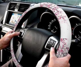 img 2 attached to 🌸 Cloud Dream Home Universal Steering Wheel Cover for Women/Men - Cherry Blossom 15 Inch - Anti-Slip, Washable, Breathable - Car Wheel Protector for SUV/Trucks - Pink White - Car Interior Decorations