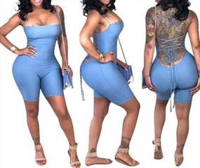 img 3 attached to ECHOINE Women'S Sexy Bodycon Romper Spaghetti Strap Short Pants One Piece Jumpsuits Clubwer