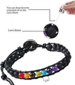 img 1 attached to 7 Chakra Lava Rock Healing Bracelet With Essential Oil Diffuser - Unisex 6Mm Beaded Yoga Meditation Strand