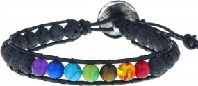 img 4 attached to 7 Chakra Lava Rock Healing Bracelet With Essential Oil Diffuser - Unisex 6Mm Beaded Yoga Meditation Strand