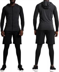 img 3 attached to Set Of 5 Men'S Gym Clothing Compression Tops And Pants With Long Sleeve Jacket For Athletic Workout