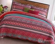 img 1 attached to Oversized Boho Queen Cotton Quilt Set - Soft Red Striped Bedspread Bedding With Bohemian Flair, 3-Piece King Size Set review by Bill Garczynski