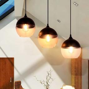 img 3 attached to Промышленный скандинавский подвесной светильник со стеклянными абажурами - 3 светильника для кухни, ванной, гостиной и прихожей