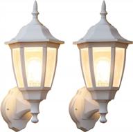 🏡 fudesy outdoor wall lantern 2-pack - white exterior waterproof wall sconce light fixture for garage, patio, yard - front porch light wall mount with bulb included (fds2542ew) логотип
