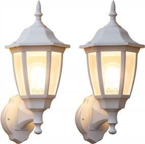 img 4 attached to 🏡 Fudesy Outdoor Wall Lantern 2-Pack - White Exterior Waterproof Wall Sconce Light Fixture for Garage, Patio, Yard - Front Porch Light Wall Mount with Bulb Included (FDS2542EW)