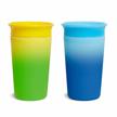 color changing sippy cup 2 pack - munchkin miracle 360, 9 oz capacity in blue and yellow colors logo