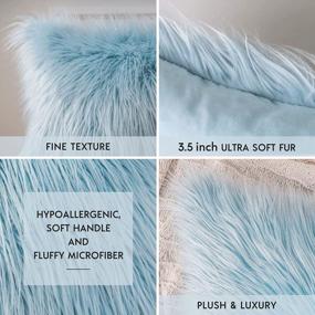 img 3 attached to Phantoscope Pack Of 2 Faux Fur Throw Pillow Covers Cushion Covers Luxury Soft Decorative Pillowcase Fuzzy Pillow Covers For Bed/ Couch,Light Blue 18 X 18 Inches