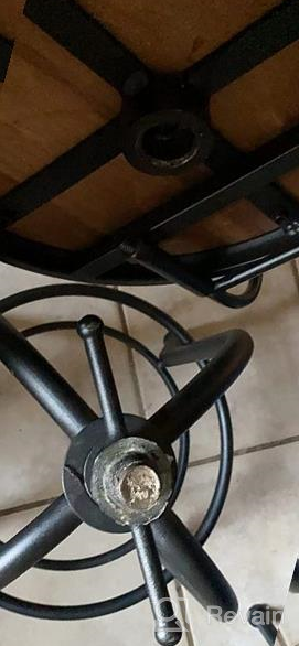 img 1 attached to Set Of 2 Industrial Bar Stools With Adjustable Swivel, Rustic Farmhouse Counter Height, Extra Tall Bar Height, Welded Arc-Shaped Backrest, 26-32 Inches, Round Wood And Metal Kitchen Stool review by Amanda Thibault