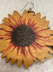 img 5 attached to Серьги солнечного цветка из дерева "Handmade 3D Wooden Sunflower Drop Earrings: Bohemian Dangle Jewelry for Women & Girls