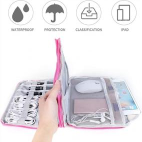 img 2 attached to Universal Electronics Accessories Organizer Bag - Waterproof Portable Cable Travel Gear Carry Bag (L, Black/Pink)
