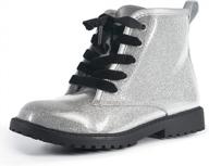 glitter ankle boots for boys & girls - waterproof lace up combat shoes w/ side zipper (toddler to big kid) logo