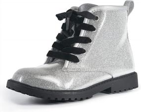 img 4 attached to Glitter Ankle Boots For Boys & Girls - Waterproof Lace Up Combat Shoes W/ Side Zipper (Toddler To Big Kid)
