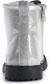 img 2 attached to Glitter Ankle Boots For Boys & Girls - Waterproof Lace Up Combat Shoes W/ Side Zipper (Toddler To Big Kid)