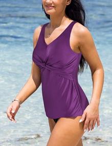 img 3 attached to Twist And Turn: Septangle Women'S V-Neck Tankini Swimsuit For Bold And Stylish Swimwear