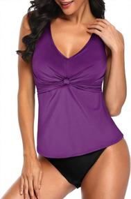 img 4 attached to Twist And Turn: Septangle Women'S V-Neck Tankini Swimsuit For Bold And Stylish Swimwear