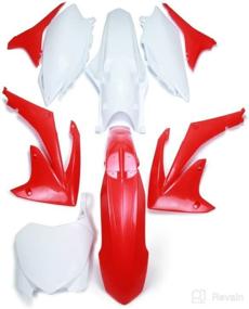 img 4 attached to Motorcycle ABS Plastic Fender Kit Body Work Fairing Kit For CRF 250R 14-17 CRF450R 13-16 Dirt Pit Bike (Red And White)