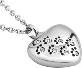 img 3 attached to Paw Prints Heart Urn Necklace: Stainless Steel Keepsake for Pet Ashes - LovelyCharms Memorial Cremation Jewelry