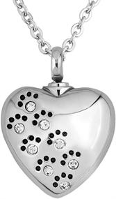 img 4 attached to Paw Prints Heart Urn Necklace: Stainless Steel Keepsake for Pet Ashes - LovelyCharms Memorial Cremation Jewelry