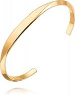 18k gold dainty link chain bracelet open bangle cuff stackable adjustable jewelry logo