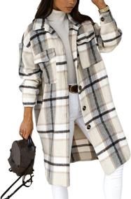 img 4 attached to 👚 Women's Khaki Omoone Classic Shacket with Pockets - Trendy Clothing and Coats Collection