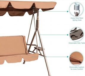 img 1 attached to Enjoy The Outdoors In Style: GOLDSUN Durable 2-Seat Swing With Weather-Resistant Canopy And Removable Cushion