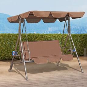 img 4 attached to Enjoy The Outdoors In Style: GOLDSUN Durable 2-Seat Swing With Weather-Resistant Canopy And Removable Cushion