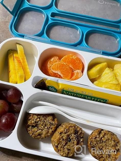 img 1 attached to Bento Lunch Box Kids & Adult: Leakproof Lunch Containers For Boys & Girls With 6 Compartments - School, Daycare, Meal Planning Portion Control Container, BPA-Free Boxes, Utensils, Navy Blue Set review by Tim Cade