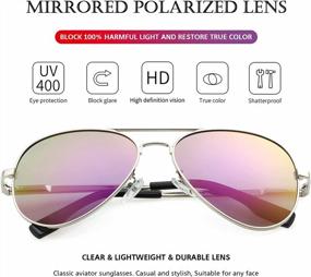 img 1 attached to 🕶️ Polarized Aviator Sunglasses for Men and Women - Metal Frame, 100% UV400 Protection Lens, 58mm