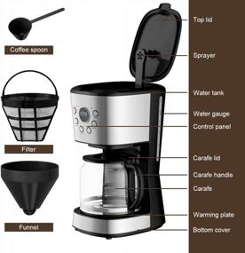 img 2 attached to Получите идеальный напиток с программируемой кофеваркой Safeplus на 12 чашек: капельная кофеварка с ЖК-дисплеем и многофункциональная машина для дома, офиса и вечеринок