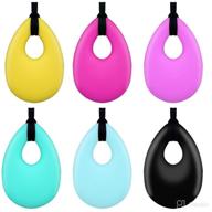 subang 6-pack silicone teething necklace pendant for kids and adults – oval teething necklace for boys and girls логотип