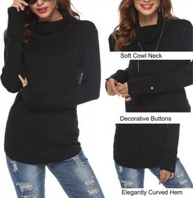 img 1 attached to Women Cowl Neck Sweaters Turtleneck Long Sleeve Lightweight Knit Stretchable Loose Fit Sweater Pullover Warm Tops