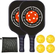 ticci pickleball paddle set 2 premium graphite craft rackets honeycomb core 4 balls ultra cushion grip racquet 1 carry bag accessories gift men women kids indoor outdoor (black) logo