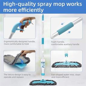 img 2 attached to 🧹 Floor Cleaning Spray Mop - 600ML Refillable Bottle, 3 Washable Mop Pads, 1 Scraper - Microfiber Spin Hardwood Floor Mop - Ideal for Wood Floor, Kitchen, Laminate, Ceramic Tiles