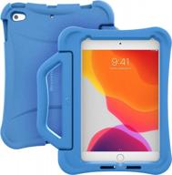brenthaven edge bounce ipad mini 4/5 case with handle and kickstand - heavy duty eva foam tablet for kids, window & protective underlay – light blue logo
