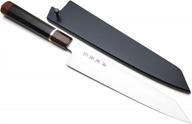 yoshihiro zdp-189 high carbon stainless steel utility kiritsuke slicer knife ebony handle with sterling silver ring and nuri saya (9.5'' (240mm)) logo